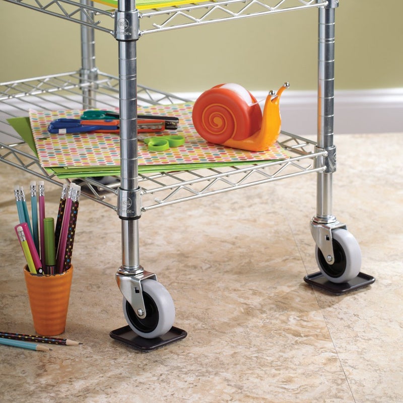 سوفت تاتش أكواب عجلات الأثاث ذات القاعدة المربعة القابلة لإعادة الاستخدام من SoftTouch مقاس 2 1/2 بوصة لحماية الأرضيات الخشبية أو البلاط أو الأرضيات الخشبية المصنعة، بني/رمادي (عبوة من 4 قطع) - Image 3